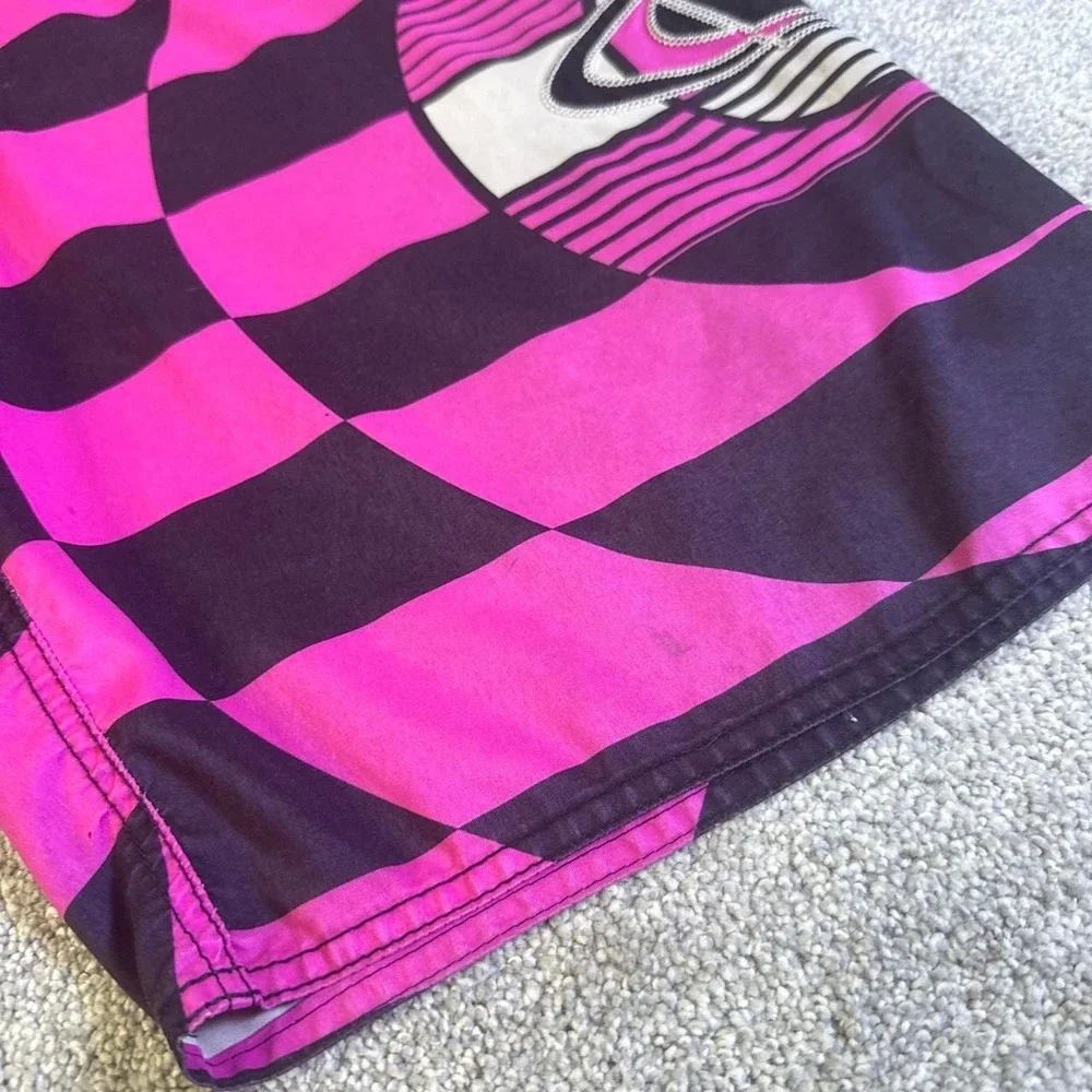 Rare O'Neill Board Shorts Pink Black Striped Surf Beachwear Swim Shorts